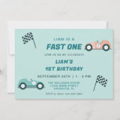 Fast One Race Car First Birthday-uitnodiging Kaart (Voorkant)