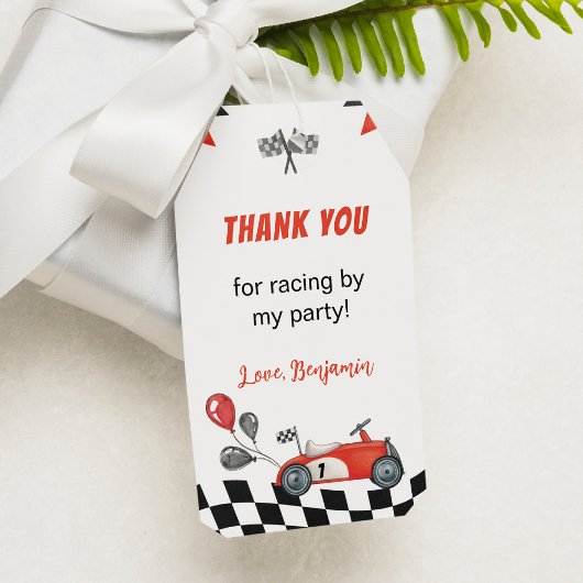 Fast One Race Car Party Verjaardag Dank u Label Cadeaulabel