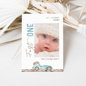 Fast One Race Car Photo Anniversaire Invitation