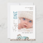 Fast One Race Car Photo Anniversaire Invitation (Devant)