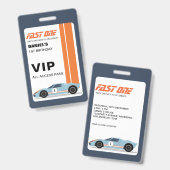 Fast One Racer's VIP Pasjes Verjaardagsuitnodiging Badge (Voor- en achterkant)