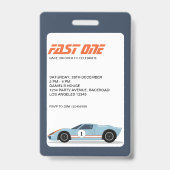 Fast One Racer's VIP Pasjes Verjaardagsuitnodiging Badge (Achterkant)