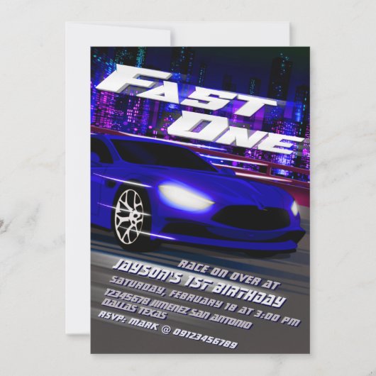 Fast One Racing 1er Anniversaire Invitation (Devant)