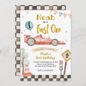 Fast One Racing Boy Birthday Uitnodiging (Voorkant / Achterkant)