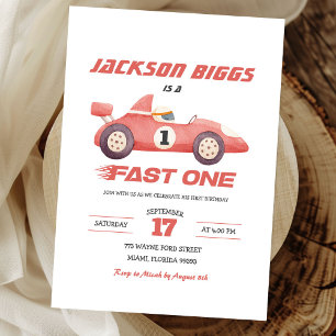 Fast One Racing Car Boy Eerste Verjaardag Kaart