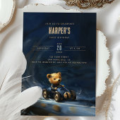 Fast One Racing Car Teddy Anniversaire Invitation