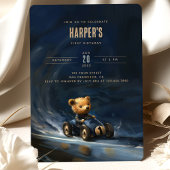 Fast One Racing Car Teddy Anniversaire Invitation