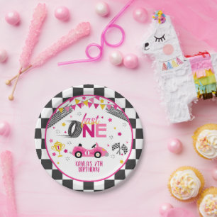 Fast One Racing First Birthday Paper-Bord - Roze Papieren Bordje