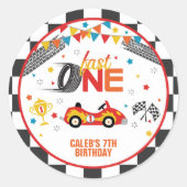Fast One Racing First Birthday Ronde Sticker (Voorkant)