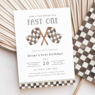 Fast ONE Racing Flags 1e verjaardagsfeest uitnodig Kaart