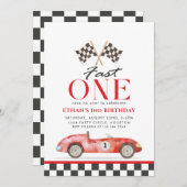 Fast One Racing Rode Auto Eerste Verjaardag Kaart (Voorkant / Achterkant)