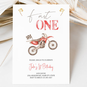 Fast ONE Red Dirt Bike Verjaardag uitnodiging