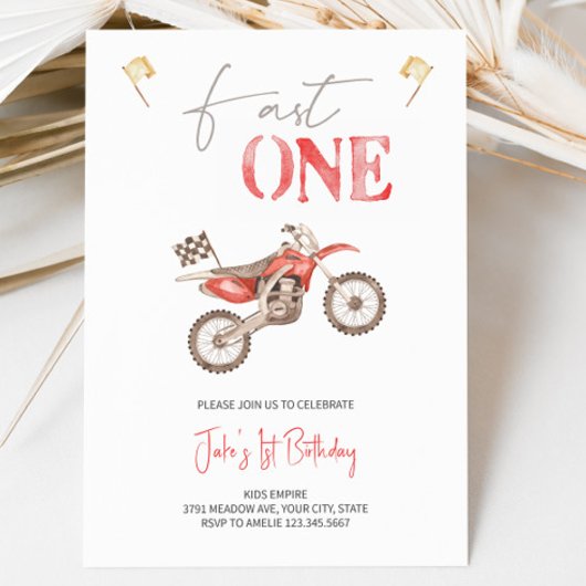 Fast ONE Red Dirt Vélo Anniversaire Invitation