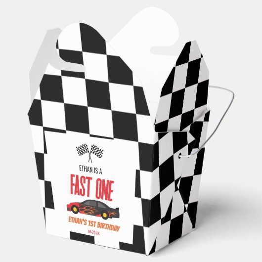 Fast One Red Flame Race Auto 1e Verjaardagsfeest Bedankdoosjes (Geopend)