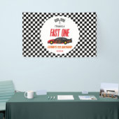 Fast One Red Flame Race Auto 1e Verjaardagsfeest Spandoek (Beurs)