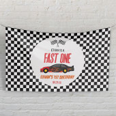 Fast One Red Flame Race Auto 1e Verjaardagsfeest Spandoek