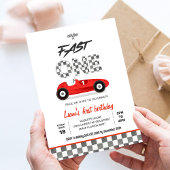 Fast ONE Red Race Car 1e verjaardag Kaart
