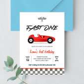 Fast ONE  Red Race Car 1e verjaardag Kaart