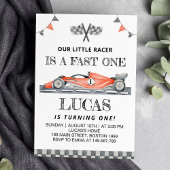 Fast One Red Race Car Anniversaire Fête Invitation