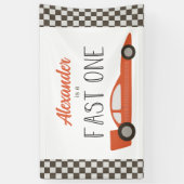 Fast One Red Race Car Birthday Banner (Verticaal)