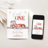 Fast ONE Retro Race Auto Verjaardag uitnodiging