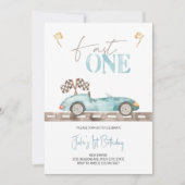 Fast ONE Retro Race Car Invitation Anniversaire (Devant)
