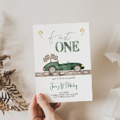 Fast ONE Retro Race Car Invitation Anniversaire
