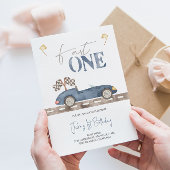 Fast ONE Retro Race Car Invitation Anniversaire