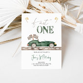 Fast ONE Retro Race Car Invitation Anniversaire