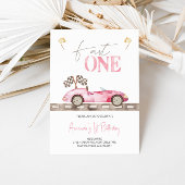 Fast ONE Retro Race Car Invitation Anniversaire