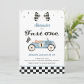 Fast One Vintage Cute Cars Invitations d'anniversa (Debout devant)