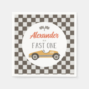 Fast One yellow Race Car Birthday Servet