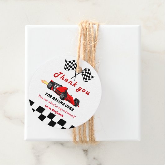 Fast Race Car Boy Bedankt Verjaardag Bedankjes Labels (In situ)