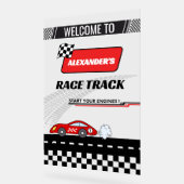 Fast retro voiture rouge piste de course garçon an (Angle)