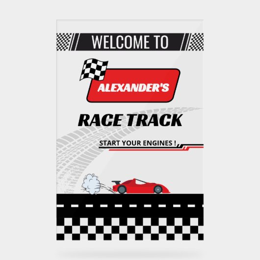 Fast retro voiture rouge piste de course garçon an (Recto)