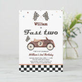 Fast Two Vintage Cute Cars Invitations d'anniversa (Debout devant)