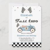 Fast Two Vintage Cute Cars Invitations d'anniversa (Devant)