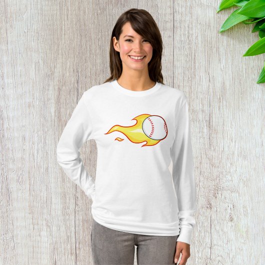 Fastball Flame Baseball Sports T-shirt