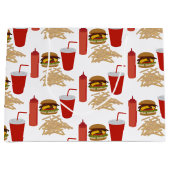 Fastfood Burger Fries Patroon Groot Cadeauzakje (Voorkant)