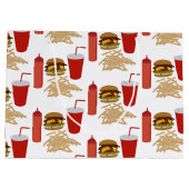 Fastfood Burger Fries Patroon Groot Cadeauzakje (Achterkant)