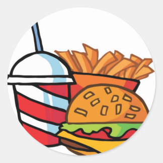 Fastfood cheeseburger ronde sticker