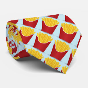 Fastfood, chips met blauwe achtergrond stropdas