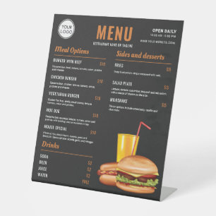 Fastfood Hamburger En Hotdog Menuprijzen Reclamebord Met Voetstuk