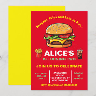Fastfood Hamburger Fries Soda Verjaardag Kaart