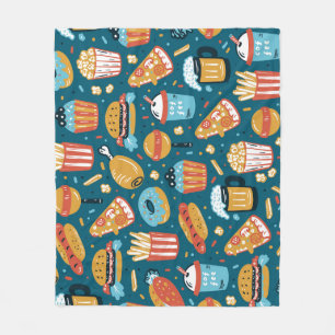 Fastfood pictogrammen:  Doodles Fleece Deken