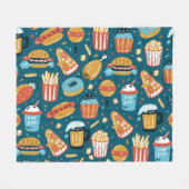 Fastfood pictogrammen:  Doodles Fleece Deken (Voorkant (Horizontaal))