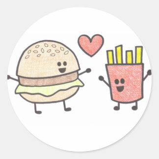 Fastfood vrienden ronde sticker