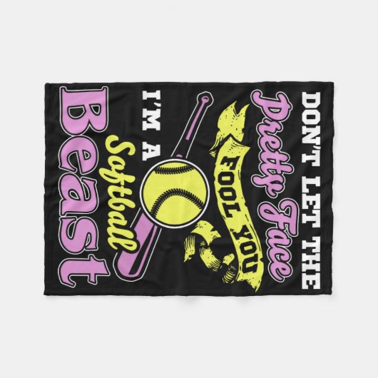 Fastpitch Funny Softll  Fleece Deken (Voorkant (Horizontaal))