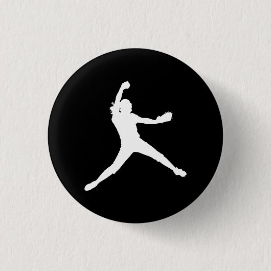 Fastpitch Silhouette Button Black (Voorkant)