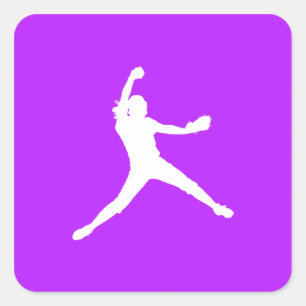 FastPitch Silhouette Sticker Paarse